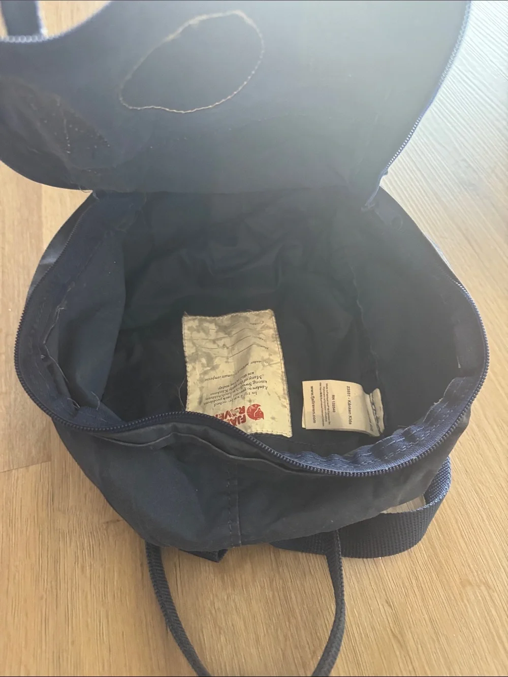 Fjallraven Kanken Mini Dark Blue Backpack with Red Logo